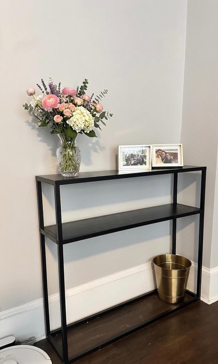 Entryway console table with flowers