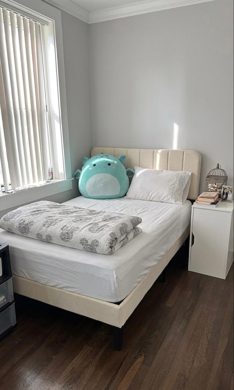 Kids bedroom with upholstered bed